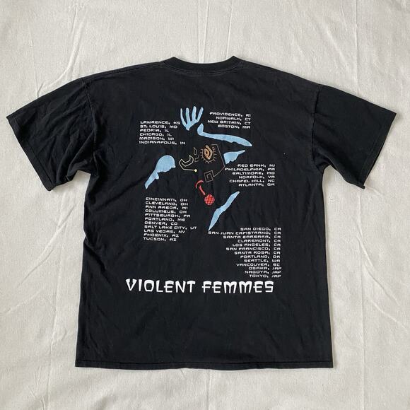 Vintage 90s Violent Femmes Add It Up 1994 Tour T Shirt L Black Nirvana Pixies - Picture 5 of 5